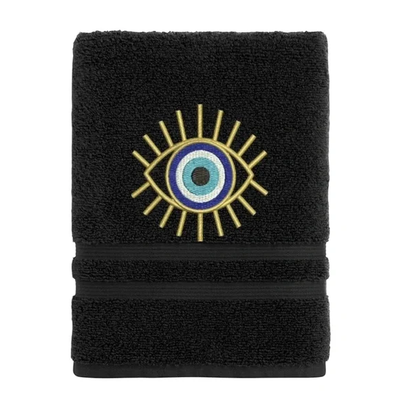 Hand Evil Eye Embroidered Hand towel Pick one New Made to order Black - Picture 9 of 16